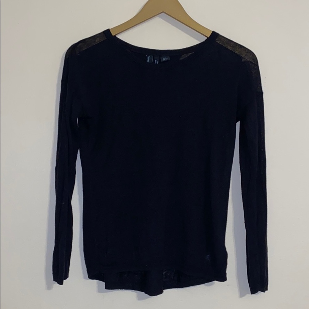 Cynthia Rowley Linen Blend Black Top